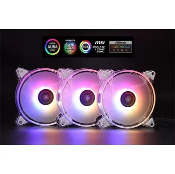 PC ventilátor 1stCOOL KIT AURA EVO CRYSTAL ARGB 3x CRYSTAL White 120mm ventilátor + ARGB Nano radič, KIT-AURA-EVO-CR