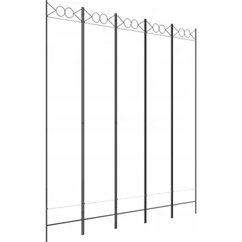 Paraván Paraván 5-dílný z látky a železa, bílý, 200x220 cm