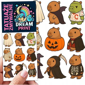 Odstranitelné tetování ODNÍMATELNÁ TETOVÁNÍ PRO DĚTI DĚTSKÉ KAPYBARA KVALITNÍ DESIGNOVÉ TETOVÁNÍ KAPYBARA