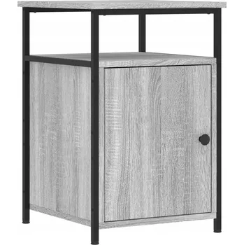 Noční stolek Noční stolek z dřevotřísky a železným rámem, šedá sonoma dub.