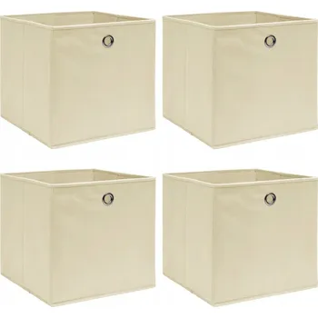 Úložný box Skládací Úložné Boxy z Netkané Textilie Krémové 32x32x32 cm