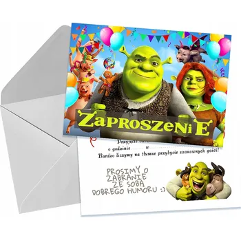 Pozvánka POZVÁNKY NA DĚTSKOU NAROZENINOVOU OSLAVU SHRÉK OSLÍK KOCUR V BOTÁCH + OBÁLKA