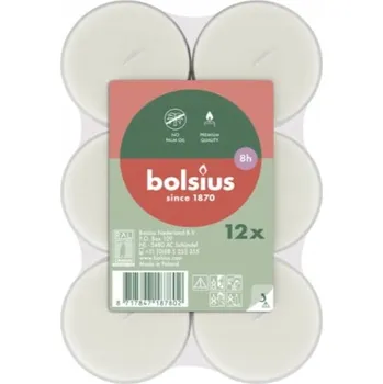Svíčka Parafínové čajové svíčky Bez vůně Bolsius 12 ks