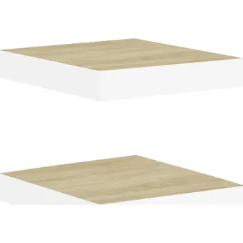 police Nástěnné police MDF a kov, dub/bílá, 23x23,5x3,8 cm