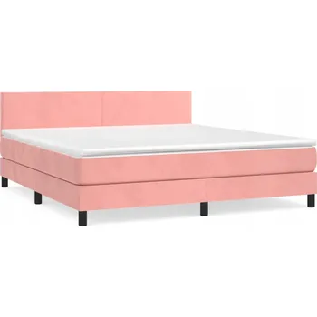 Postel Kontinentální postel růžová 203 x 160 x 78/88 cm s matrací 160 x 200 x 20 cm