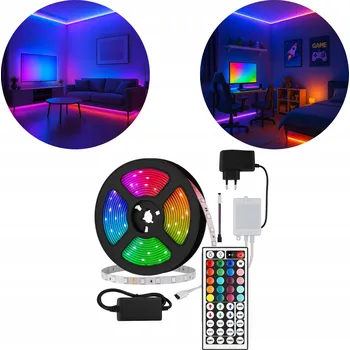 LED páska LED RGB pásek 5m Bluetooth Dálkový Ovladač Ovládání světla pomocí aplikace, silná lepicí páska