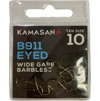 Rybářský háček Kamasan B911 Eyed Barbless Háčky na dno a Háčky 10 ks