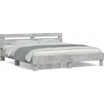 Postel Rám postele 203 x 205 x 70 cm, betonu šedá barva, materiál na bázi dřeva