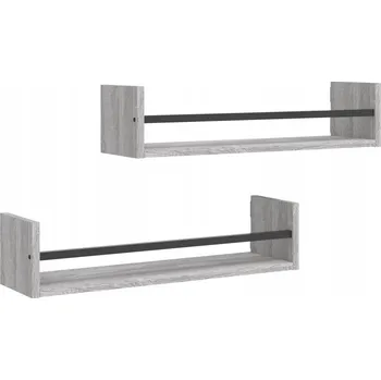 police Nástěnné police s tyčí, dřevotříska, šedý dub Sonoma, 60x16x14 cm