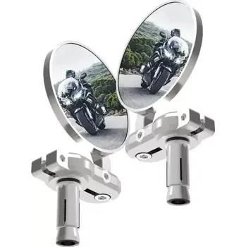 Zrcátko pro motocykl univerzální zpětné zrcátko do konců řídítek pro vnitřní průměr 13 mm, OXFORD (stříbrné, průměr zrcátka 68 mm, pár)