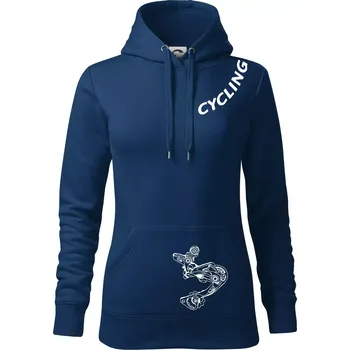 Dámská mikina Cycling nápis šikmo - Mikina dámská Cape s kapucí - L ( Půlnoční modrá )