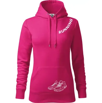 Dámská mikina Running nápis šikmo - Mikina dámská Cape s kapucí - L ( Purpurová )