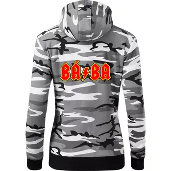 Dámská mikina Rocková rodina - babička - Dámská mikina trendy zipper s kapucí - L ( Šedý maskáč )