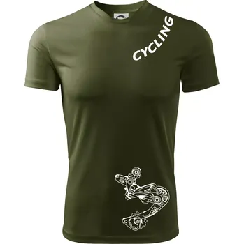 Pánské tričko Cycling nápis šikmo - Pánské triko Fantasy sportovní (dresovina) - M ( Military )