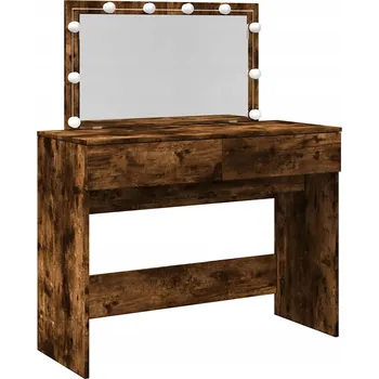 Toaletní stolek Toaletní Stolek se zrcadlem a LED osvětlením, kouřový dub, 100 x 40 x 120 cm