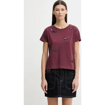 Pánské tričko Bavlněné tričko ZADIG&VOLTAIRE JWTS02821 burgundské 93X, vel. M