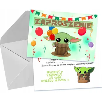 Pozvánka POZVÁNKY PRO DĚTI DĚTSKÉ NAROZENINOVÉ BABY YODA GROGU + OBÁLKA