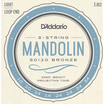 Struna pro kytaru a smyčcový nástroj D'Addario Mandolínové struny (10-34) 80/20 Bronz