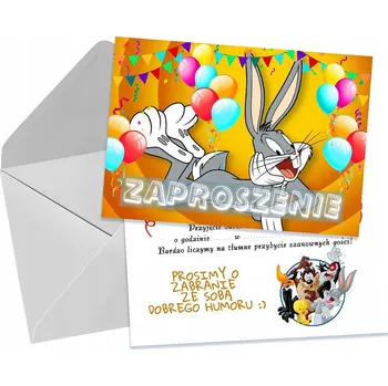 Pozvánka POZVÁNKY PRO DĚTI DĚTSKÉ NAROZENINOVÉ KRÁLÍK BUGS + OBÁLKA