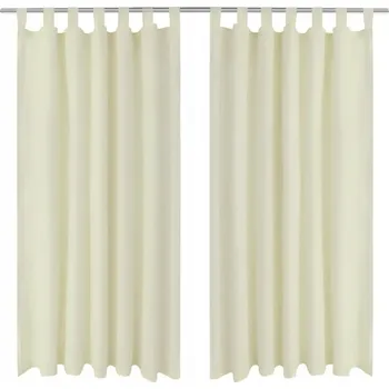 Prostěradlo Saténové závěsy krémové se smyčkami, 140 x 245 cm, 2 kusy + pásky