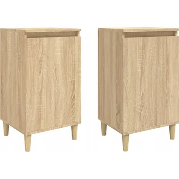 Noční stolek Noční stolek s přihrádkami, dub sonoma, 40 x 35 x 70 cm, masivní eukalyptové dřevo