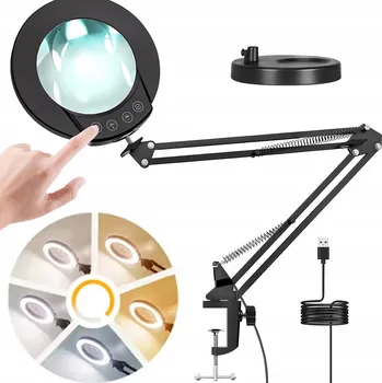 Lampička KOSMETICKÁ LAMPA S LUPU SKLO ZVĚTŠOVACÍ STOLNÍ LAMPA KRESLÍŘSKÁ 12 W