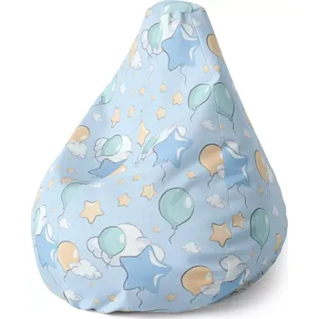 Sedací pytel Sablio Sedací vak Pear Balónky a hvězdy - 140 x 100 x 25 cm
