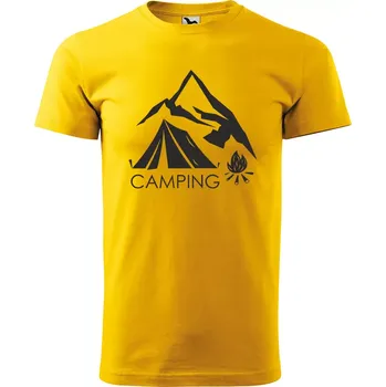 Sablio Tričko s potiskem Camping - žluté M