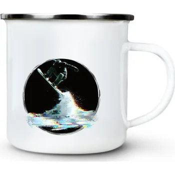 Pánská móda Glitch jízda, snowboard - Plechový hrnek VELKÝ 400ml (500 ml po okraj) - 400 ml