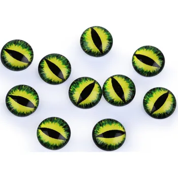 Skleněné oči k nalepení kočka, drak Ø10 a 12 mm, malé, 3 (12 mm) žlutá