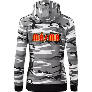 Dámská mikina Rocková rodina - máma - Dámská mikina trendy zipper s kapucí - M ( Šedý maskáč )