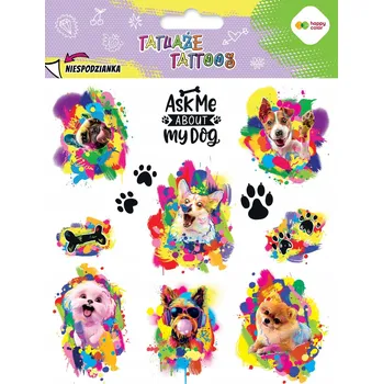 Odstranitelné tetování Smyvatelné tetování Funny Dogs 15x20cm Happy Color