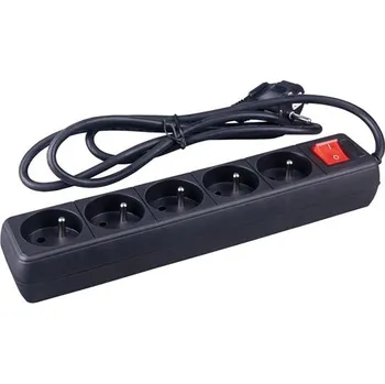 Prodlužovací kabel Prodluž.kabel s vypínačem - 5 zásuvek, 1,5m, černý