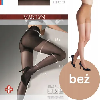 Dámské punčochy Punčocháče Marilyn Proti křečovým žilám Preventivní Béžové 20 DEN Relax 5