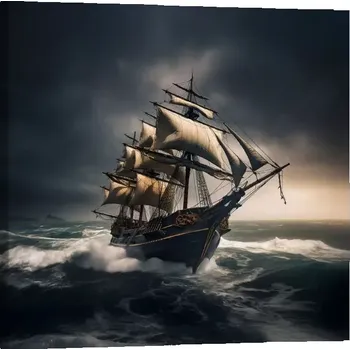 Obraz Sablio Obraz Plachetnice v rozbouřených vodách - 50x50 cm