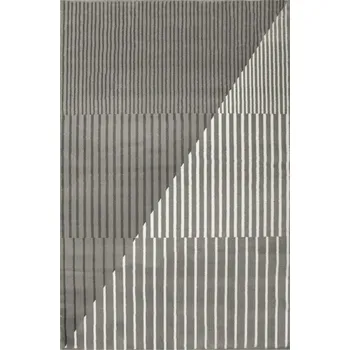 Koberec MODERNÍ MĚKKÝ KOBEREC ŠEDÝ KRÉMOVÝ PRUHY JAKO LAMELY VICTORIA 120x170 cm