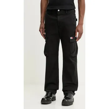 Pánské kalhoty Kalhoty Tommy Jeans pánské, černá barva, ve střihu cargo, DM0DM22403 99X, vel. 33/32