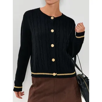 Dámský svetr Sinsay - Propínací svetr na knoflíky - černá - 125HL-99X - 125HL-99X-XL