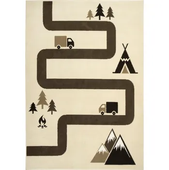 Koberec 140x200 cm KOBEREC PRO DĚTI HORY ULICE BÉŽOVÁ HNĚDÁ