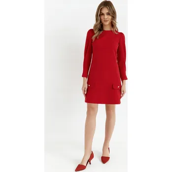 Dámské šaty ŠATY ELEGANTNÍ VEČERNÍ DÁMSKÉ TRAPÉZOVÉ MINI ČERVENÉ 36 S