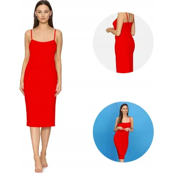 Dámské šaty Spodnička pod šaty, dlouhá noční šaty MS10-402, červená, velikost S