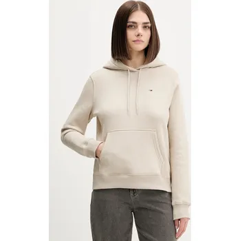 Dámská mikina Mikina Tommy Jeans dámská, zelená barva, s kapucí, hladká, DW0DW19958 08A, vel. M