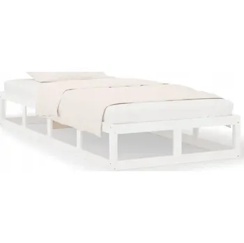 Postel Bílý rám postele z masivního borovicového dřeva 195,5 x 80,5 x 28 cm