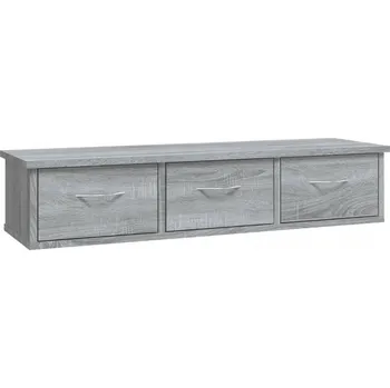 Televizní stolek Závěsná TV skříňka se 3 zásuvkami, šedý dub sonoma, 88x26x18,5 cm