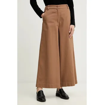 Dámské kalhoty Kalhoty Weekend Max Mara ARIETE dámské, hnědá barva, široké, high waist, 2615131121600 88X, vel. 40
