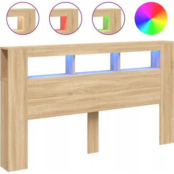 Čelo postele s RGB LED osvětlením, dub sonoma, 180 x 18,5 x 103,5 cm