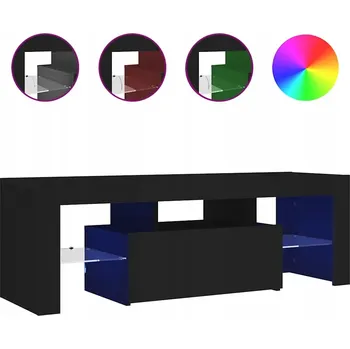 Televizní stolek TV stolek s RGB LED osvětlením, černý, 120x35x40 cm