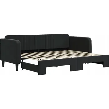 Pohovka Černá rozkládací lenoška 2 v 1, rozměry 223 x 90 x 75 cm