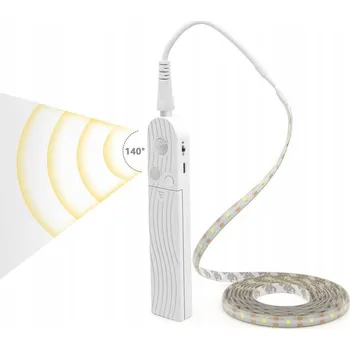 LED osvětlení LED PÁSEK S ČIDLEM POHYBU NA BATERIE + USB DO SKŘÍNĚ, NÁBYTKU, POD POSTEL 300cm 3m