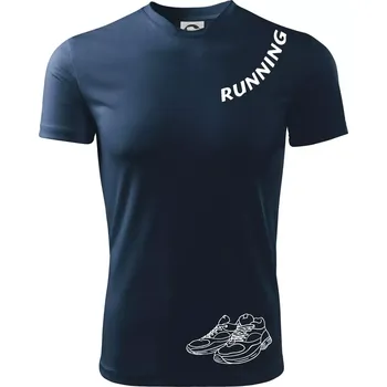 Chlapecké oblečení Running nápis šikmo - Dětské triko sportovní (dresovina) - 134 cm/8 let ( Námořní modrá (velmi tmavá - téměř černá) )